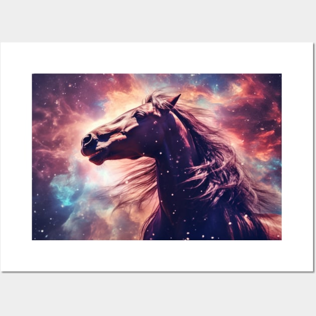 Horse Wild Animal Majestic Wilderness Surrealist Wall Art by Cubebox